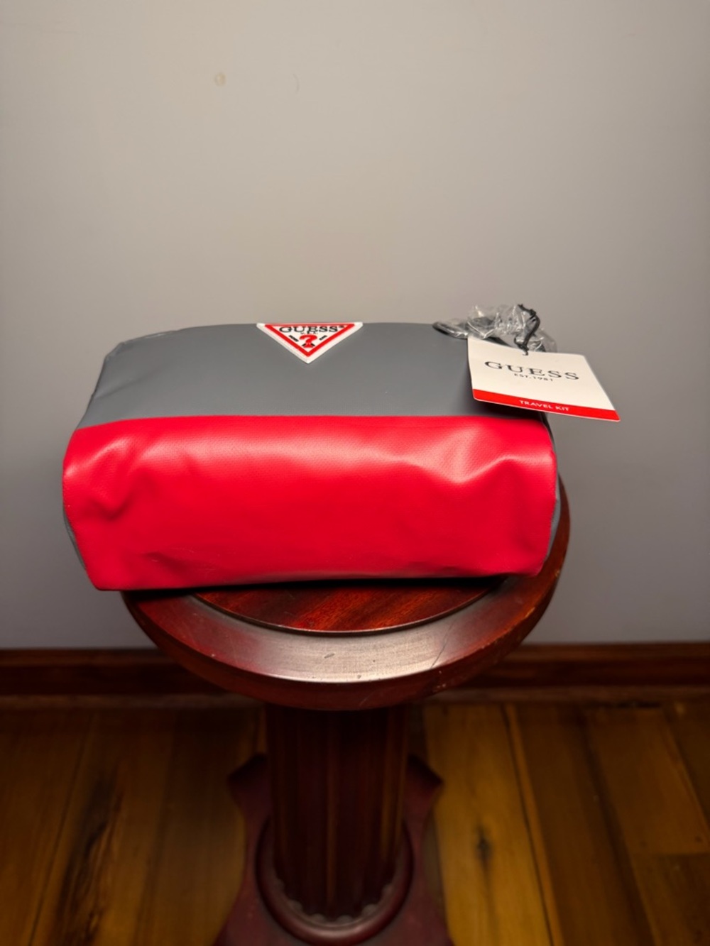 GUESS Gray and Red Men's Toiletry Bag - Picture 5 of 11